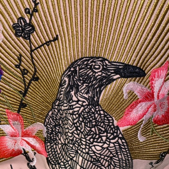 Retail $249🌕 7 For All Mankind Embroidered Raven Graphic Sweatshirt, Small - Picture 3 of 9